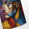 Cubist composition with geometric shapes in brown and green tones - as a rolled, unframed print