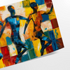 Abstract cubist composition with bold orange and blue shapes - as a rolled, unframed print
