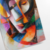 Cubist artwork featuring geometric shapes in gray and blue tones - as a rolled, unframed print
