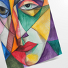 Abstract cubist shapes in green and orange tones - as a rolled, unframed print