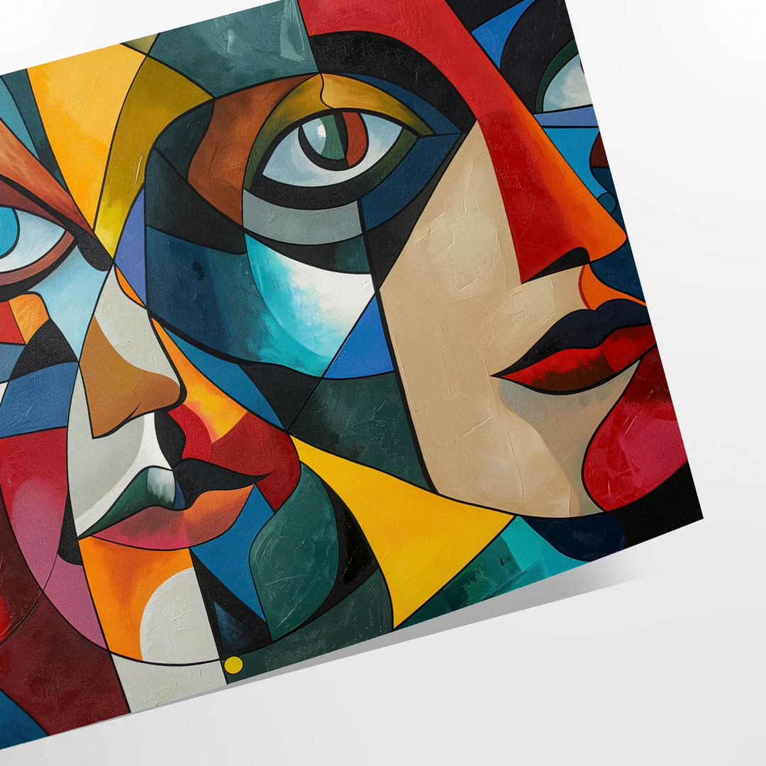 Geometric shapes in green and gray, reflecting Cubism style - as a rolled, unframed print