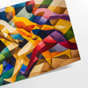 Abstract cubist composition with geometric shapes in green and blue tones - as a rolled, unframed print
