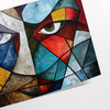 Cubist composition featuring geometric shapes in green and blue tones - as a rolled, unframed print
