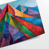 Cubist artwork featuring abstract shapes in greens and blues - as a rolled, unframed print