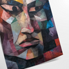 Cubist artwork featuring geometric shapes in shades of green and blue - as a rolled, unframed print