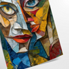Cubist artwork featuring geometric shapes in green and gray tones - as a rolled, unframed print