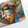 Cubist composition featuring geometric shapes in shades of gray and green - as a rolled, unframed print