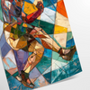 Cubist artwork featuring abstract shapes in shades of gray and green - as a rolled, unframed print