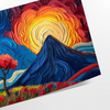 Composição cubista abstrata com formas e cores verdes e azuis - como impressão enrolada, sem moldura
