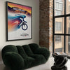 Retro cycling illustration featuring the 1984 Los Angeles Olympics in bold colors