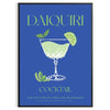 Illustration of a daiquiri cocktail in green and blue tones - in a black frame