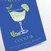 Illustration of a daiquiri cocktail in green and blue tones