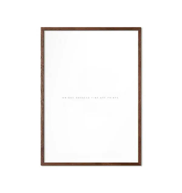 An oak frame surrounding a minimalist abstract design with earthy tones