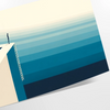 Abstract deep blue artwork with fluid shapes and soft white accents - as a rolled, unframed print