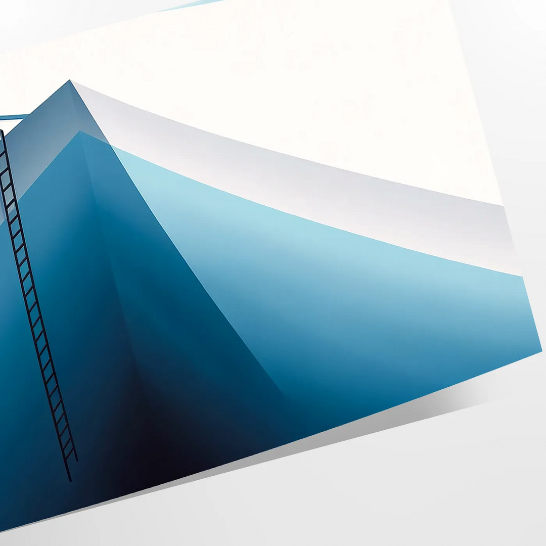A deep blue abstract design with soft gray tones - as a rolled, unframed print