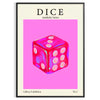 Abstract design featuring dice in purple and black hues - in a black frame