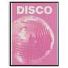 Abstract design featuring dynamic pink and orange shades reminiscent of disco themes - in a black frame