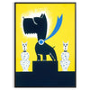 Affiche captivante scène un chien héros teintes noir bleu parfait passionnés animaux art mural disponible A4 cm A0 - dans un cadre noir
