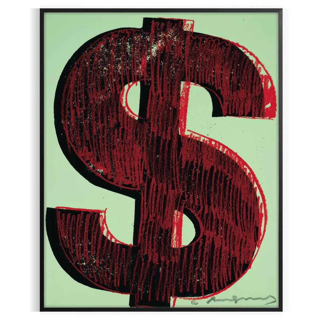 Dynamic black and green poster featuring stylized dollar signs in a modern design