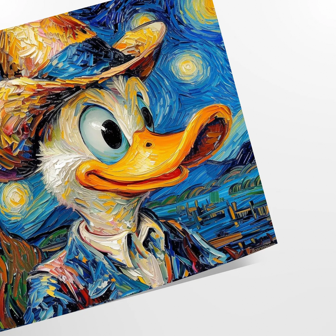 Impressionist painting of a duck in green and blue tones - as a rolled, unframed print