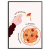 Playful kitchen print featuring spaghetti and whimsical lettering on a yellow background - in a black frame