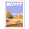 Ancient Egyptian landscape with pyramids and a blue sky - in a walnut frame