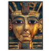 Ancient Egyptian artwork featuring hieroglyphics and symbols in green and orange tones - in a black frame