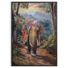 A surreal depiction of an elephant in space, featuring green and gray tones - in a black frame