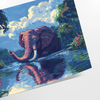 A stylized elephant in shades of green and blue against a textured background - as a rolled, unframed print