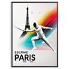 Poster showing dynamic fencing illustration in minimalist modern Paris style - in a black frame