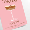 Eine stilisierte Illustration eines Espresso Martini in einem Glas, mit satten braunen und grünen Tönen
