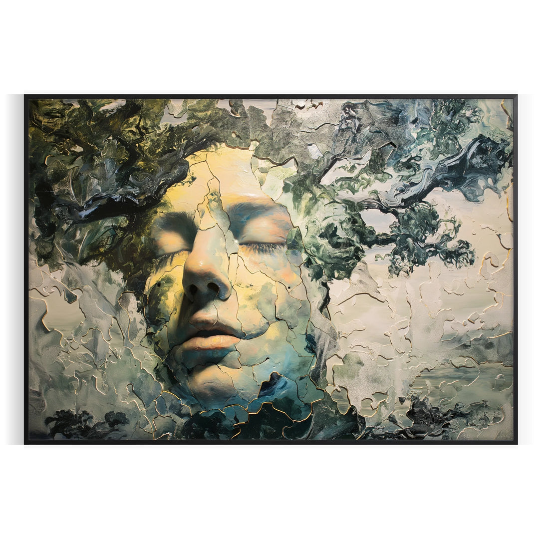 Abstract composition with black and green hues, showcasing experimental creativity