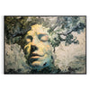 Abstract composition with black and green hues, showcasing experimental creativity - in a black frame