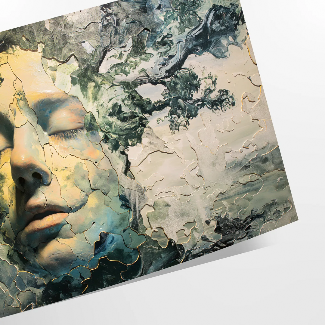 Abstract composition with black and green hues, showcasing experimental creativity - as a rolled, unframed print