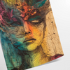 Composizione astratta con forme e texture verdi e gialle - come stampa arrotolata, senza cornice