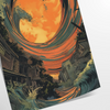 Abstract design featuring bold green and orange hues in an eye shape - as a rolled, unframed print