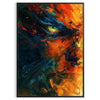Abstract expressionism artwork with bold black and orange colors - in a black frame