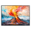 Abstract expressionist artwork with bold orange and brown colors - in a black frame