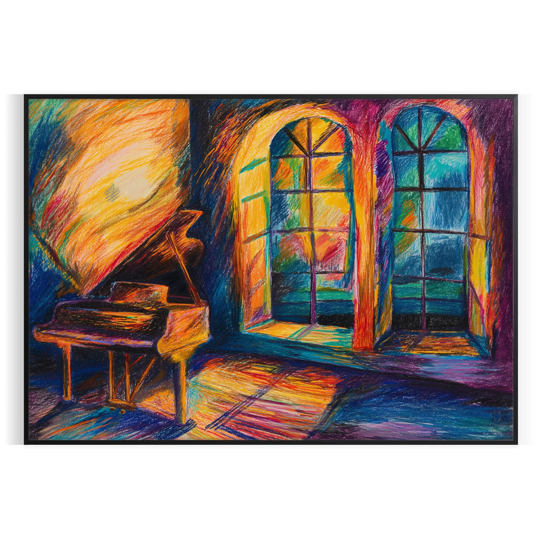 Abstract expressionism artwork with bold greens and oranges, conveying emotion