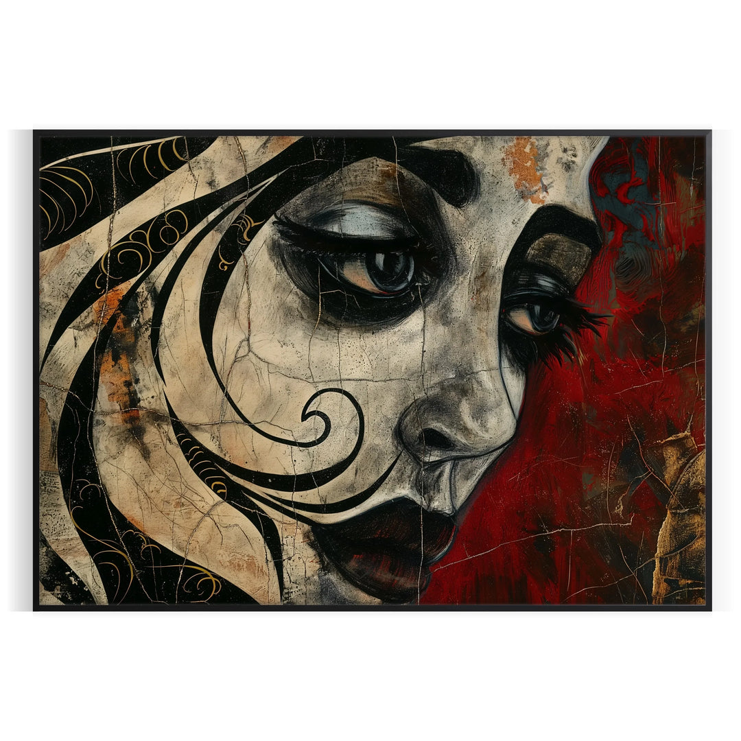 Abstract expressionist artwork with bold black and green colors