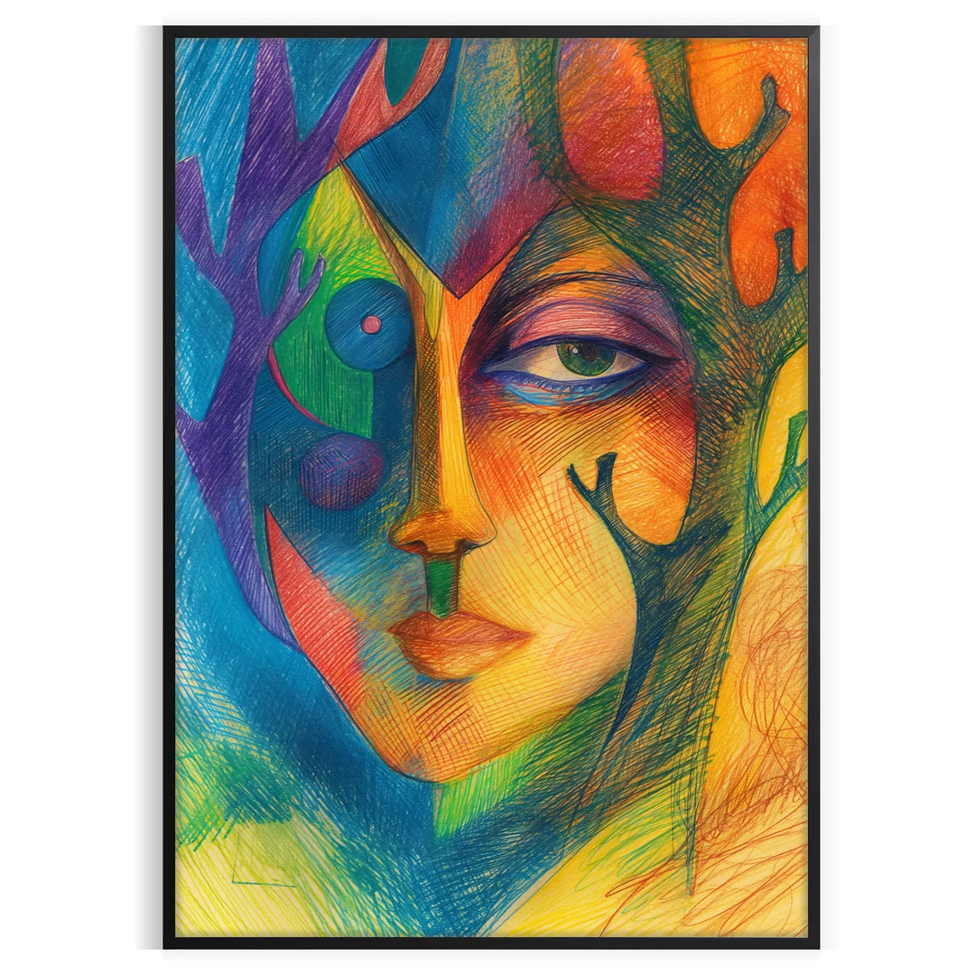 Abstract expressionism with green and blue hues, depicting creative energy