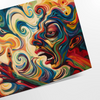 Expressionist artwork with dynamic greens and yellows depicting abstract forms - as a rolled, unframed print