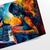 Abstract expressionist artwork featuring green and blue hues with emotional forms - as a rolled, unframed print