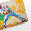 Abstract expressionism with swirling orange and blue colors - as a rolled, unframed print