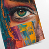 Abstract expressionism with dynamic green and orange splashes - as a rolled, unframed print