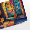 Abstrakte expressionistische Kunst mit kräftigen Grün- und Orangetönen, die Emotionen vermittelt - als gerollter Druck, ohne Rahmen