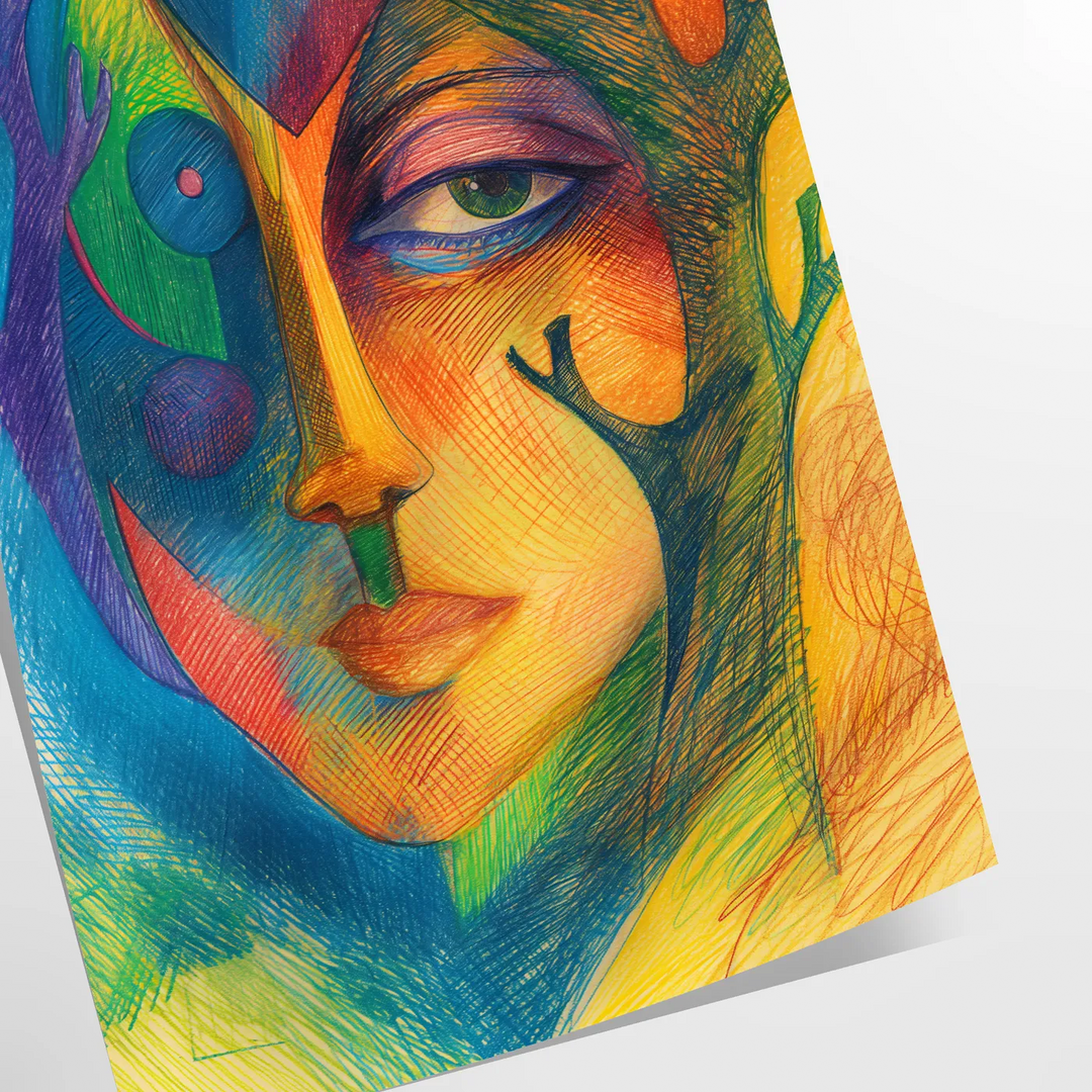 Abstract expressionism with green and blue hues, depicting creative energy - as a rolled, unframed print