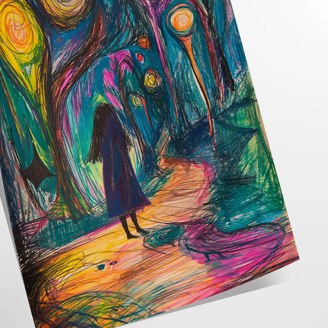 Abstract expressionist design with bold green and blue hues - as a rolled, unframed print