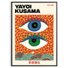 Abstract polka dot eyes in yellow and blue by Yayoi Kusama - in a black frame