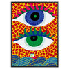 Occhi astratti in blu e arancione di Yayoi Kusama - in una cornice nera